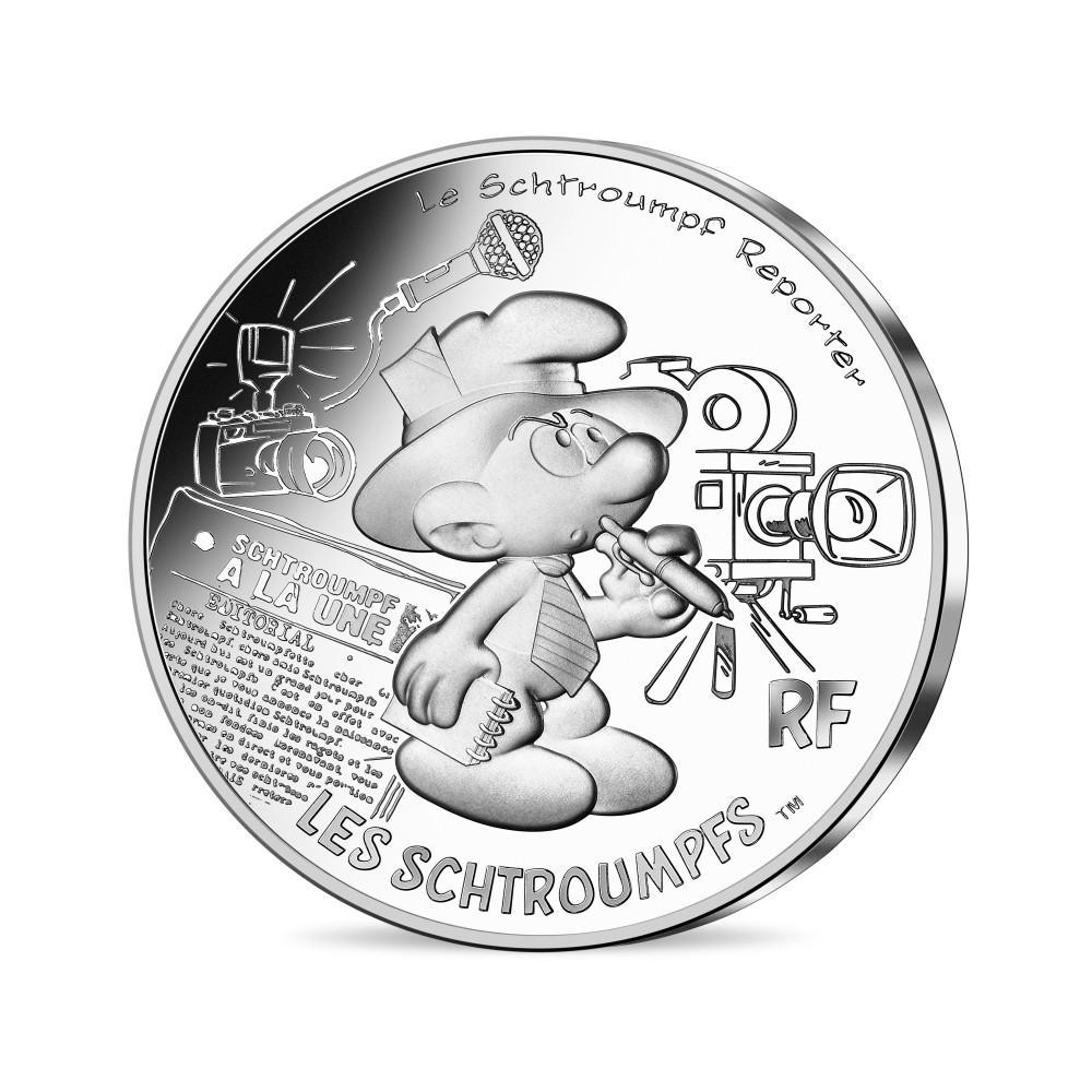 Pièce en argent 10€ - Schtroumpf Reporter