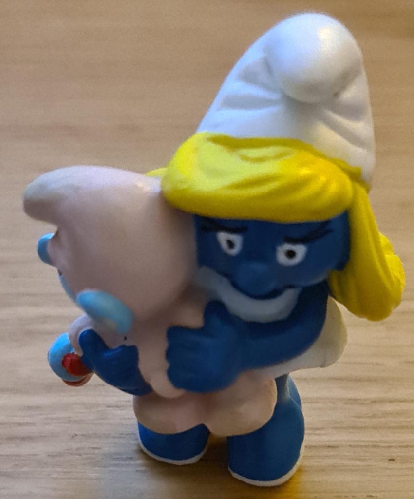 Schtroumpfette avec bébé