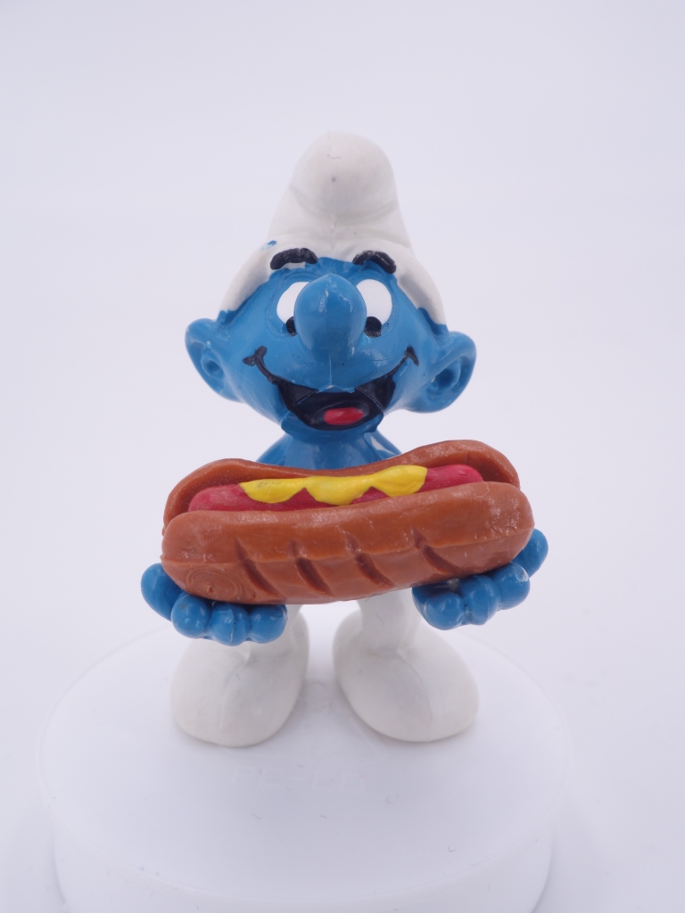 Schtroumpf avec hotdog