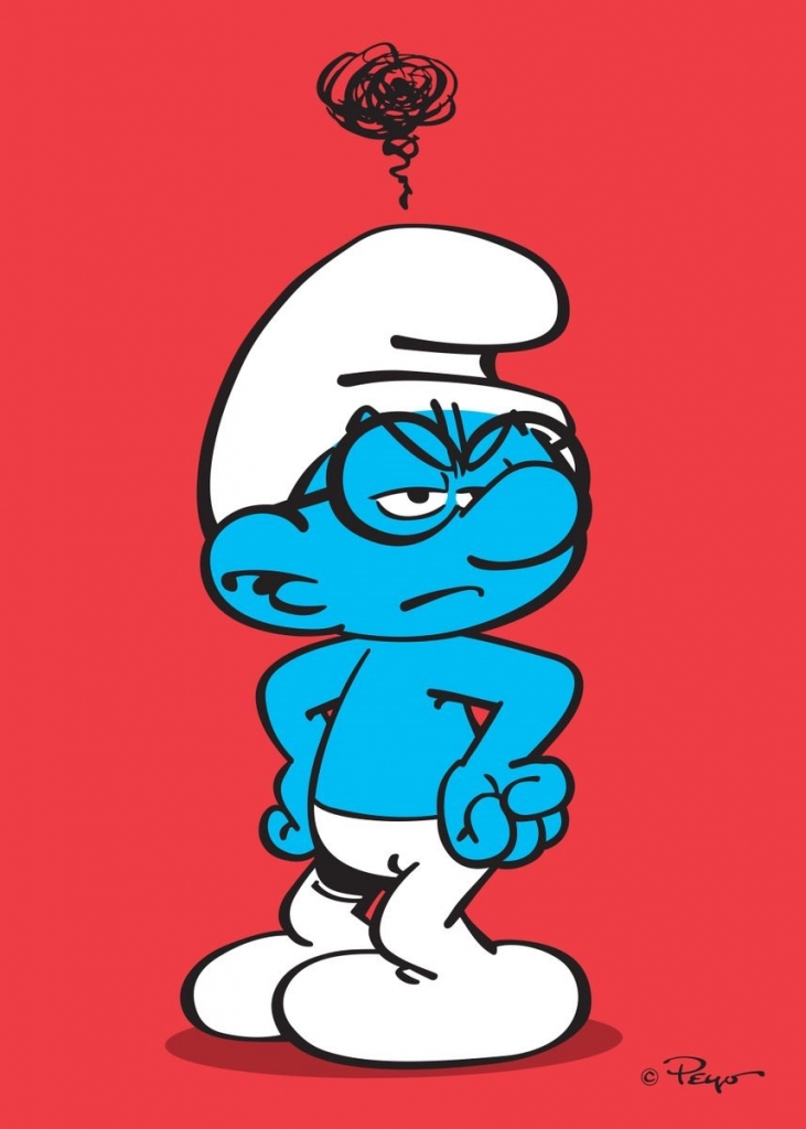 Impression sur tableau en métal - Schtroumpf à Lunettes