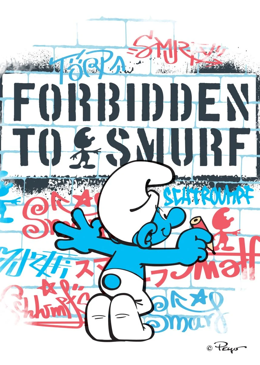 Impression sur tableau en métal - Forbidden to smurf