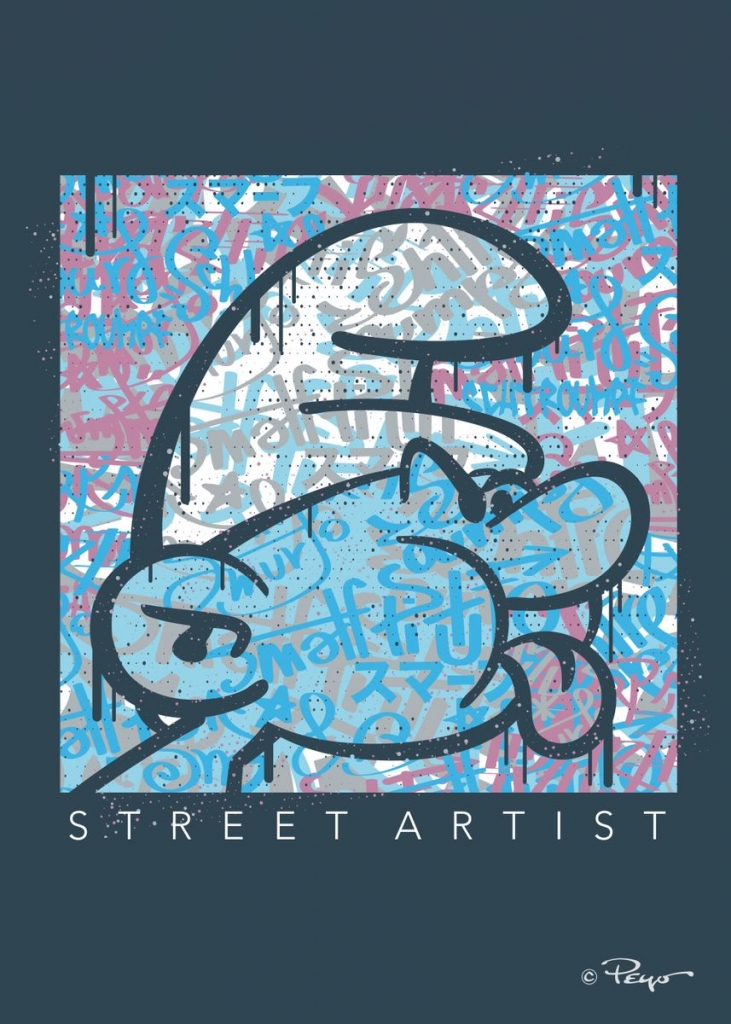 Impression sur tableau en métal - Schtroumpf