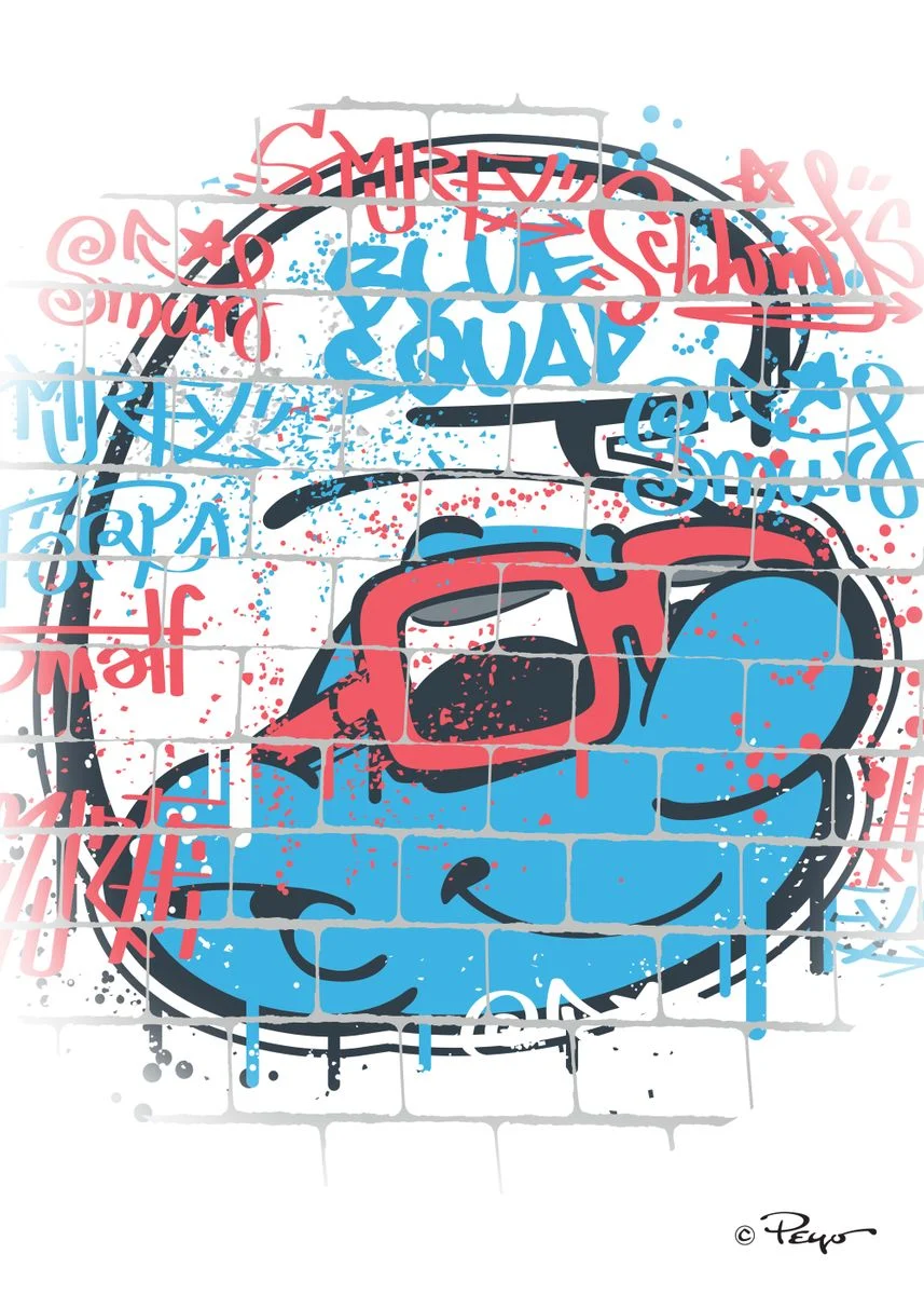 Impression sur tableau en métal - Schtroumpf