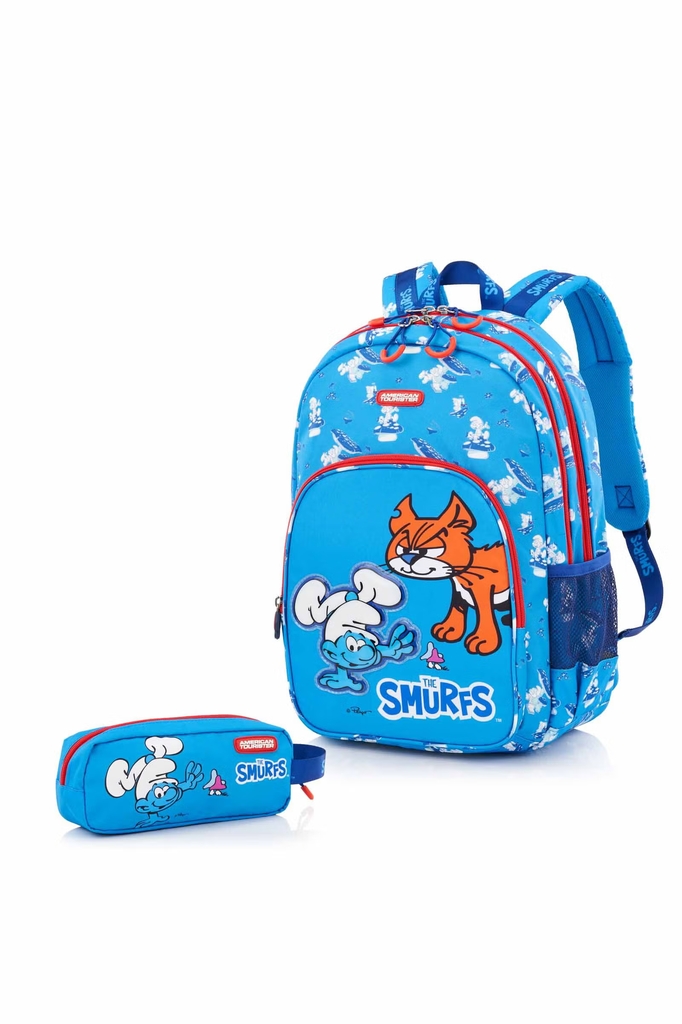 Smurf backpack + pencil case