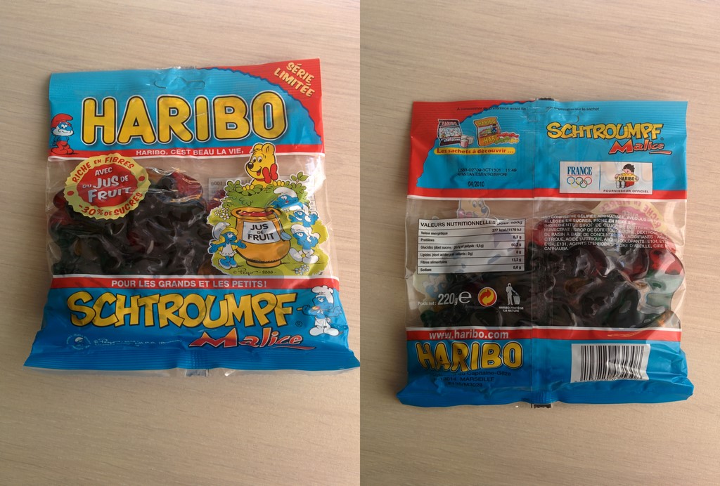 Paquet de bonbons Schtroumpfs au jus de fruit