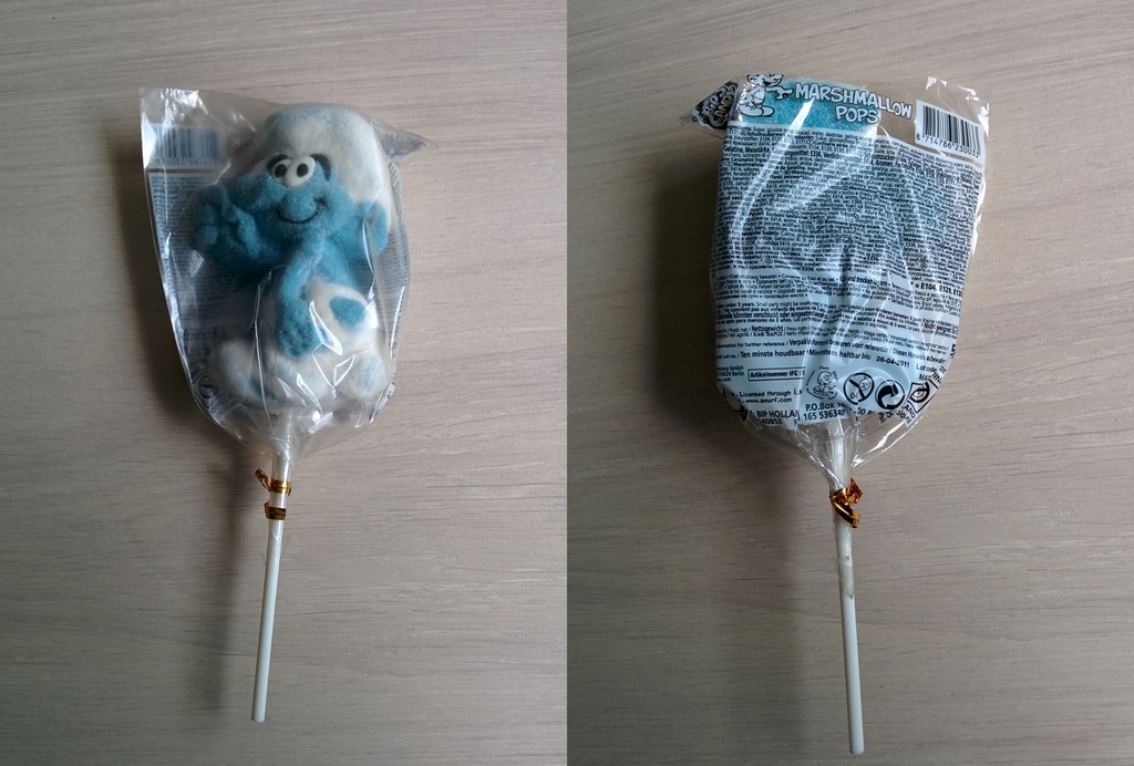 Sucette en chamallow Schtroumpf