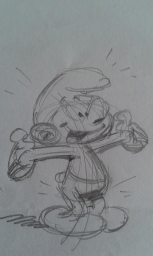 Dessin préparatoire du schtroumpf doré - photo