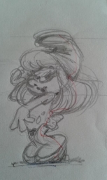 Dessin préparatoire de la Schtroumpfette (version 2) - photo