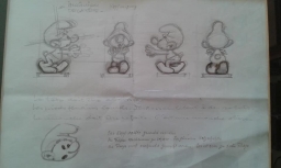 Dessin préparatoire du Petit Schtroumpf - photo