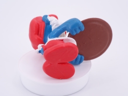 Grand Schtroumpf avec pizza - photo