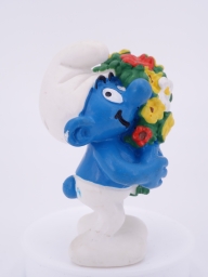 Schtroumpf avec bouquet de fleurs - photo