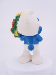 Schtroumpf avec bouquet de fleurs - photo