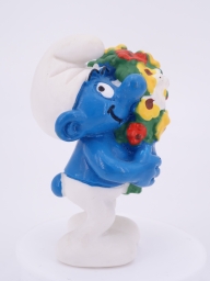 Schtroumpf avec bouquet de fleurs - photo