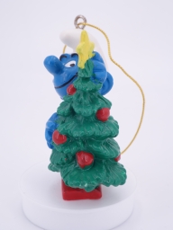 Schtroumpf avec sapin de Noël - photo