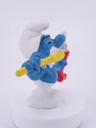 Schtroumpf avec brosse à dents et dentifrice - photo