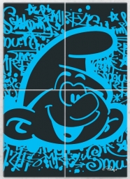 Impression sur tableau en métal - Schtroumpf - photo