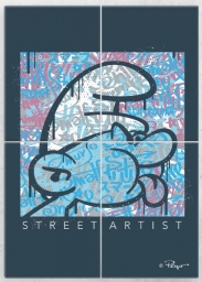 Impression sur tableau en métal - Schtroumpf - photo