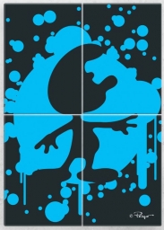 Impression sur tableau en métal - Schtroumpf - photo