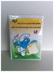 Carte Schtroumpf Poète & enveloppe