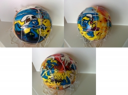 Ballon Schtroumpf DJ, Schtroumpf Surfeur & Schtroumpfette autour d'un feu de camp