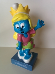 Fève géante Schtroumpfette reine - Robe verte et rose