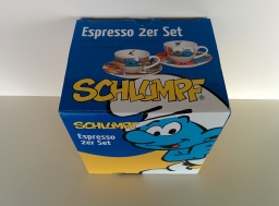 Set de tasses à espresso avec assiettes - Schtroumpf Musicien & Schtroumpf Paresseux