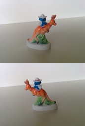 Schtroumpf sur un kangourou