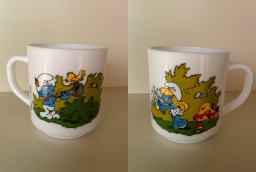 Mug Benedictin (1984) - Schtroumpf chasseur & Schtroumpfette