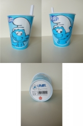 Verre en plastique avec paille - Schtroumpf