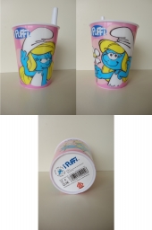 Verre en plastique avec paille - Schtroumpfette