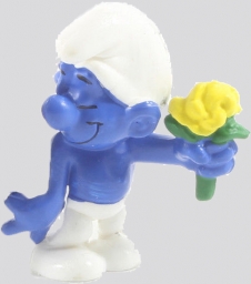 Schtroumpf amoureux avec fleurs