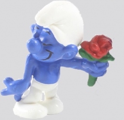 Schtroumpf amoureux avec fleurs