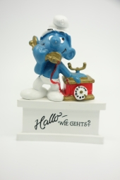 Schtroumpf au téléphone (petit support)