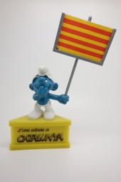 Schtroumpf avec pancarte