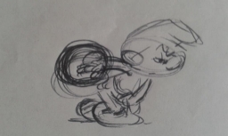 Dessin préparatoire du Schtroumpf lanceur de disques