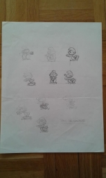 Dessin préparatoire du Petit Schtroumpf