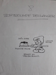 Dessin préparatoire du Schtroumpf boulanger