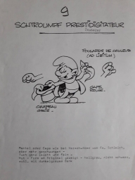 Dessin préparatoire du Schtroumpf magicien