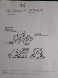 Dessin préparatoire du Schtroumpf patineur