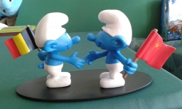 Schtroumpfs avec drapeaux - Chine X Belgique