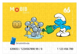 Puzzle 180 pièces - Schtroumpf et Atomium (jaune)