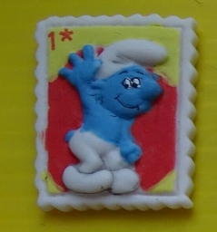 Fève timbre Schtroumpf