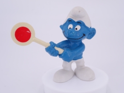 Schtroumpf avec panneau de traffic