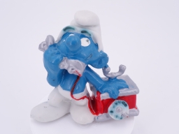 Schtroumpf au téléphone (petit support)