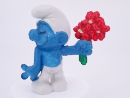 Schtroumpf amoureux avec fleurs