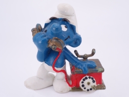 Schtroumpf au téléphone (petit support)