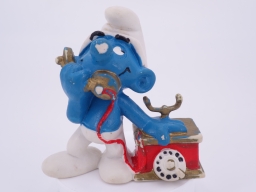 Schtroumpf au téléphone (petit support)