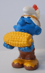 Schtroumpf avec épis de maïs