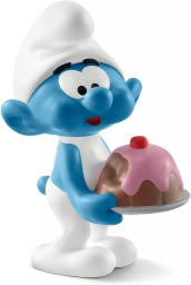 Schtroumpf gourmand avec gâteau