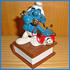 Timbre / Tampon encreur - Schtroumpf au téléphone